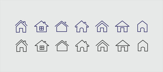 Fototapeta premium Home button icons set. Home page icon. Simple house symbols. Building icon. Vector illustration.