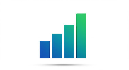 A vibrant gradient bar graph showing an upward trend isolated on a clean white background space