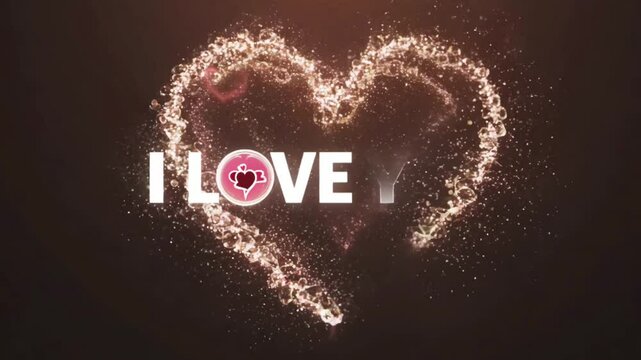 animated text i love you with sparkling gold light effect