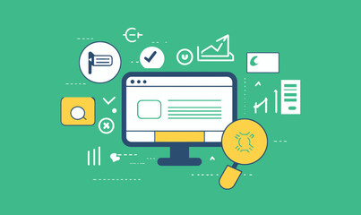 Generative AI Search Experience Concept with Icons in Minimalist Style on Green Background