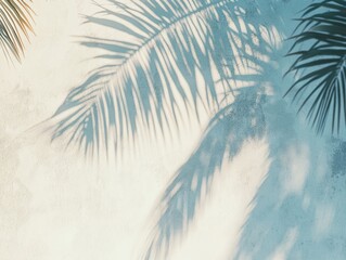 Palm leaf shadows on white background with soft light gradient. High-res and ultra-detailed.
