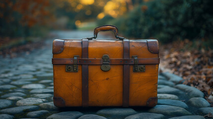 Vintage Travel Trunk Aged Leather with Rustic Patina.