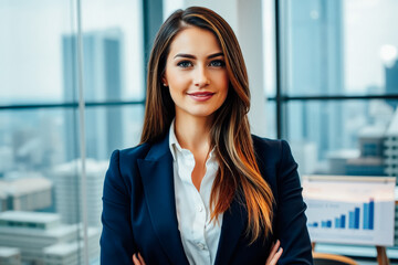 Confident Businesswoman in Modern Office Setting