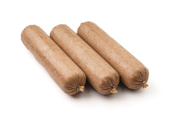 Homemade Liver Sausages on White Background