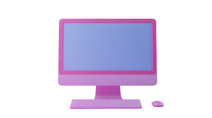 Pink Desktop Computer Setup with Keyboard and Mouse Modern Technology Design for Work or Play