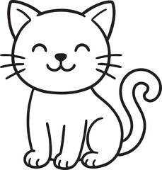 Smiling Cat Coloring Page – Adorable Kitten for Kids