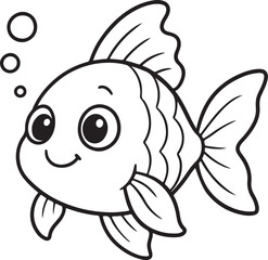 Happy Fish Coloring Page – Cute Underwater Animal for Kids