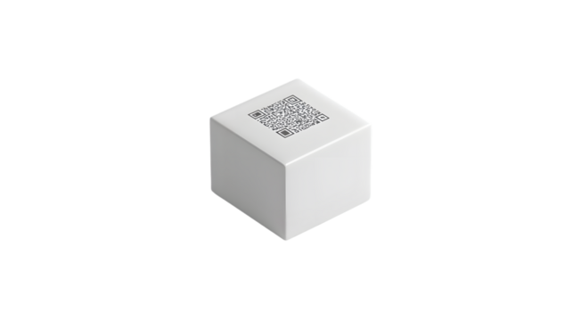QR Code on a Minimalist Cube Modern Technology and Design for Digital Applications