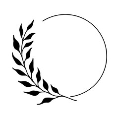 An artistic and playful wreath featuring varying line weights, whimsical curves, and both bold and subtle designs.