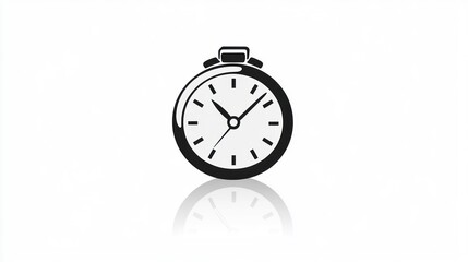 Fototapeta premium Simple Stopwatch Icon with Reflective Surface Time Management Tool Minimalist Design for Busi