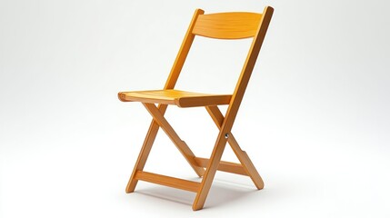 Simple Wooden Folding Chair Isolated on White Background Minimalist Design Lightweight Furnit