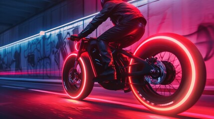 Abstract night bicycle ride visuals