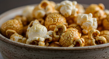 Bowl Full Of Delicious Sweet And Salty Popcorn Snack Ready To Eat