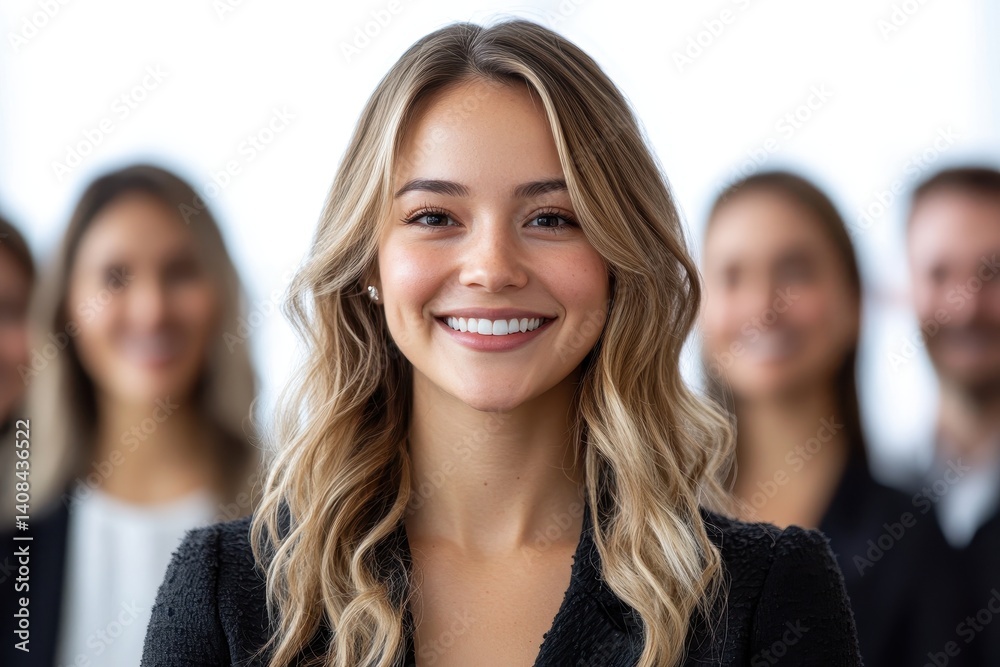 Aufkleber group of confident professionals standing together in an office setting, showcasing teamwork and col