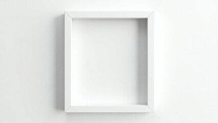 Empty white frame hanging on a plain wall in a bright indoor space Generative AI