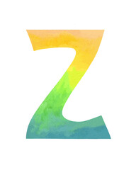 The letter Z on a white background. Watercolor illustration, poster.