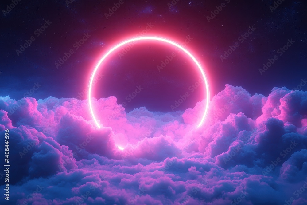Poster colorful sunset illuminating clouds during a solar eclipse viewed from a serene location on a clear 