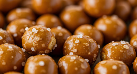 Close Up Delicious Bite Sized Pretzel Balls Sprinkled With Coarse Salt