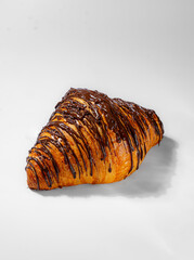 Front View of Chocolate Croissant on White Background
