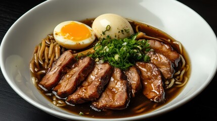 Shoyu Ramen with Pork Slices, Bamboo Shoots and Egg