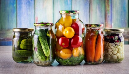 pickled vegetables in glass jar