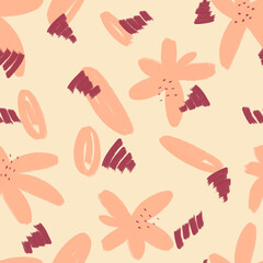 Fototapeta premium Abstract shapes leaves and flowers seamless pattern repeat artistic and modern background for backdrop presentation cover page