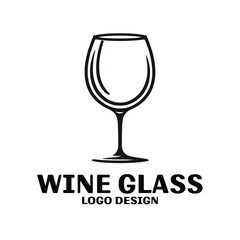Wine Glass Vector Logo Design