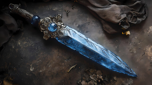 Nightmare realm's cold cobalt dirk designed to absorb fears. Cursed Alloy. Illustration