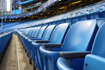 Obraz premium Advertising Photography Blue Seats Outdoor Stadium Rows Background Design 