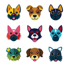 Dog face Colorful icons set bundle vector design