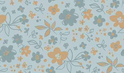 Seamless summer pattern with flowers for little girls on beige background  in vector.eps