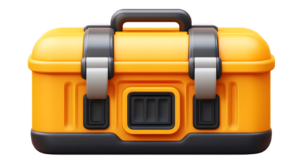 A sturdy yellow toolbox with black latches and handle ideal for DIY projects and maintenance t