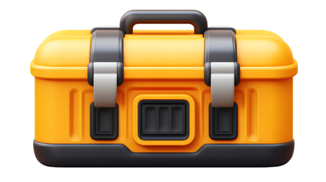 A sturdy yellow toolbox with black latches and handle ideal for DIY projects and maintenance t