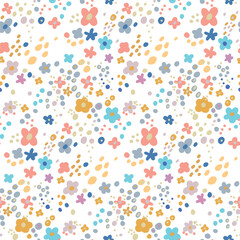 Seamless summer pattern of cute flowers of different colors   for prints of clothes for girls.eps