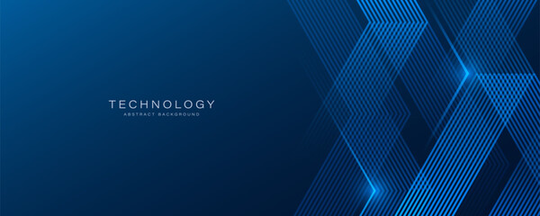 Abstract technology background with light effect. Shiny blue arrow lines pattern. Futuristic tech concept. Suit for business, corporate, website, presentation, banner, cover, flyer