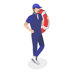 3D Isometric Flat Vector Set of Maritime Professions, Seacrew Characters. Item 2