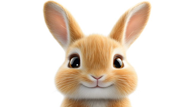 Adorable Cartoon Rabbit with Expressive Eyes and Fluffy Fur Perfect for Childrens Content Gr