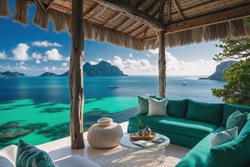 Obraz premium Stunning Emerald Bay Views for a Perfect Escape with Beautiful Textures and Captivating Horizons