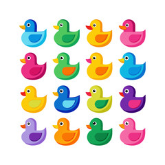Duck Colorful icons set bundle vector design