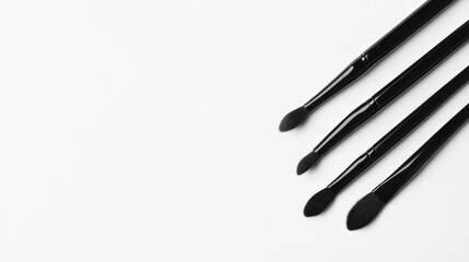 Professional Makeup Tools on White Background Top View