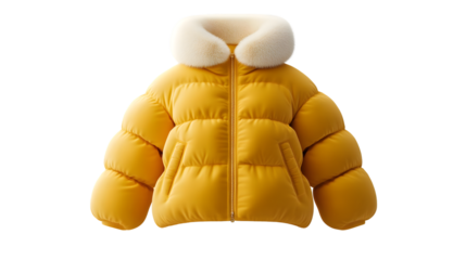 Bright Yellow Puffer Jacket with Faux Fur Collar Winter Fashion for Cold Weather Stylish Oute