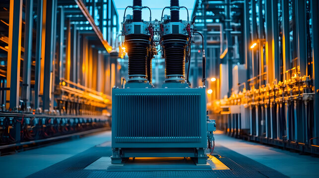 High voltage transformer in contemporary energy facility for efficient power distribution