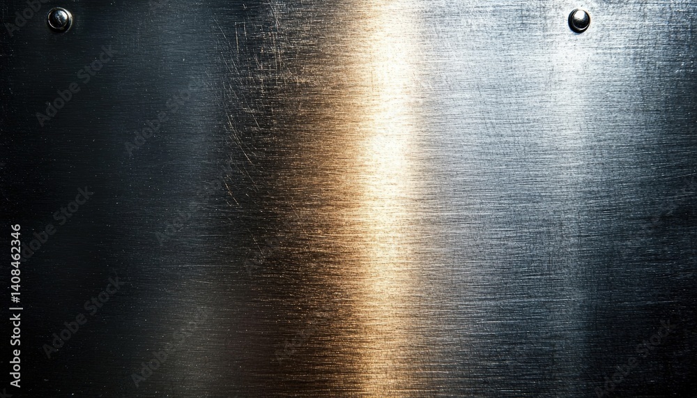Poster reflective metal surface showcasing intricate texture and light interplay in a well-lit industrial s