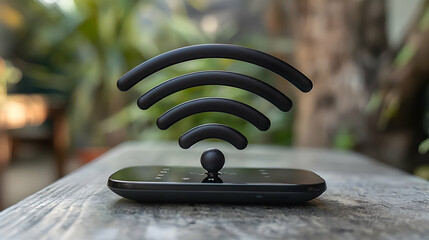 WiFi Symbol on Black Device Modern Tech Gadget Showing Strong Connection.
