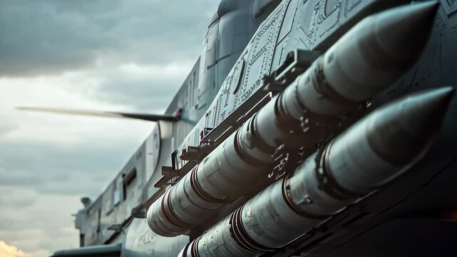 Close-up of a military aircraft with missiles