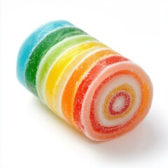 Colorful candy roll close up shot on white background