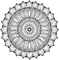 Black Line Mandala Art Printable Coloring Pages for Adults.eps