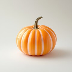 Obraz premium Orange pumpkin with stripes on white background