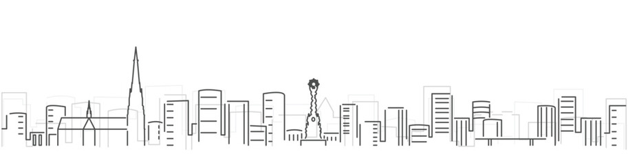 Linz Simple Dark Lines Skyline on White Background