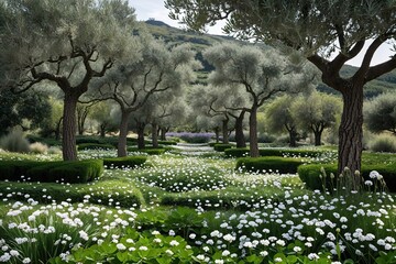 Obraz premium Lavish Olive Gardens with Clover for a Magical Floral Experience